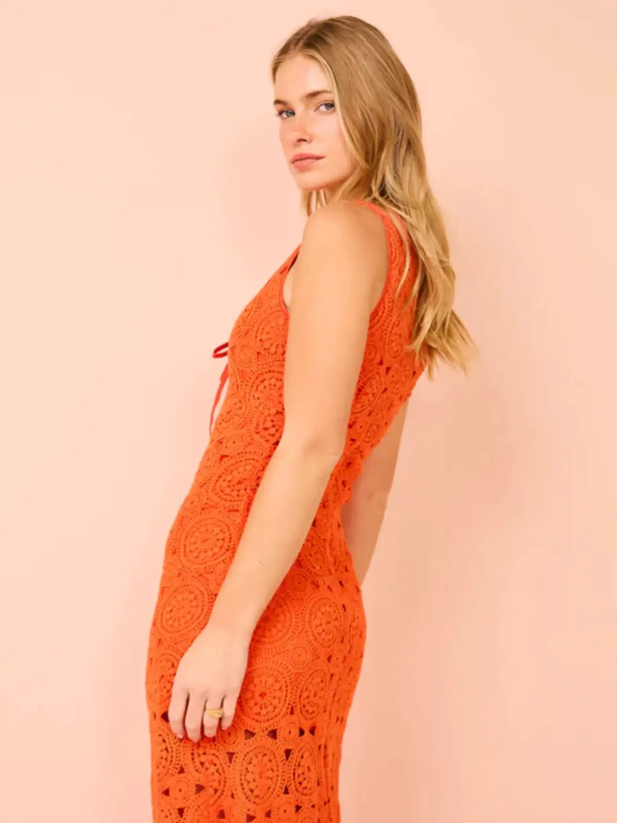 Roame Sunray Crochet Dress in Crochet Rosso Size 4 / AU 14 photo 3