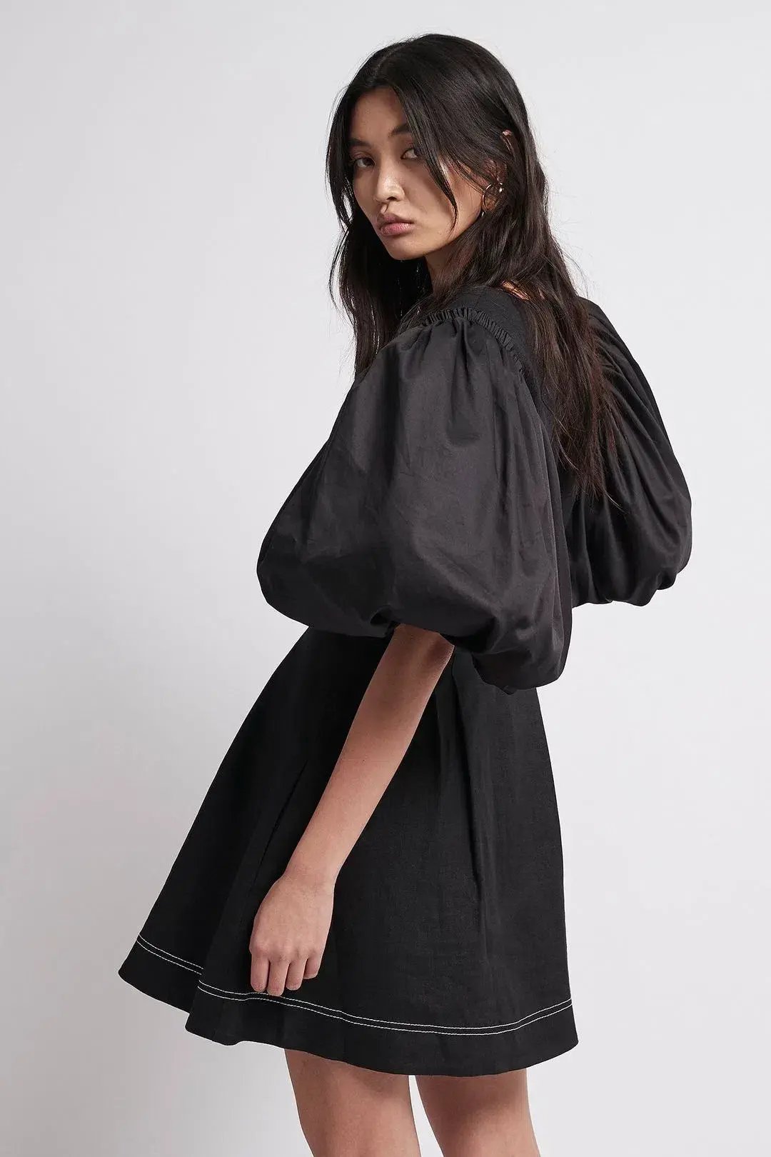 Aje Quietude Puff-Sleeved Mini Dress Black Size 6 photo 3
