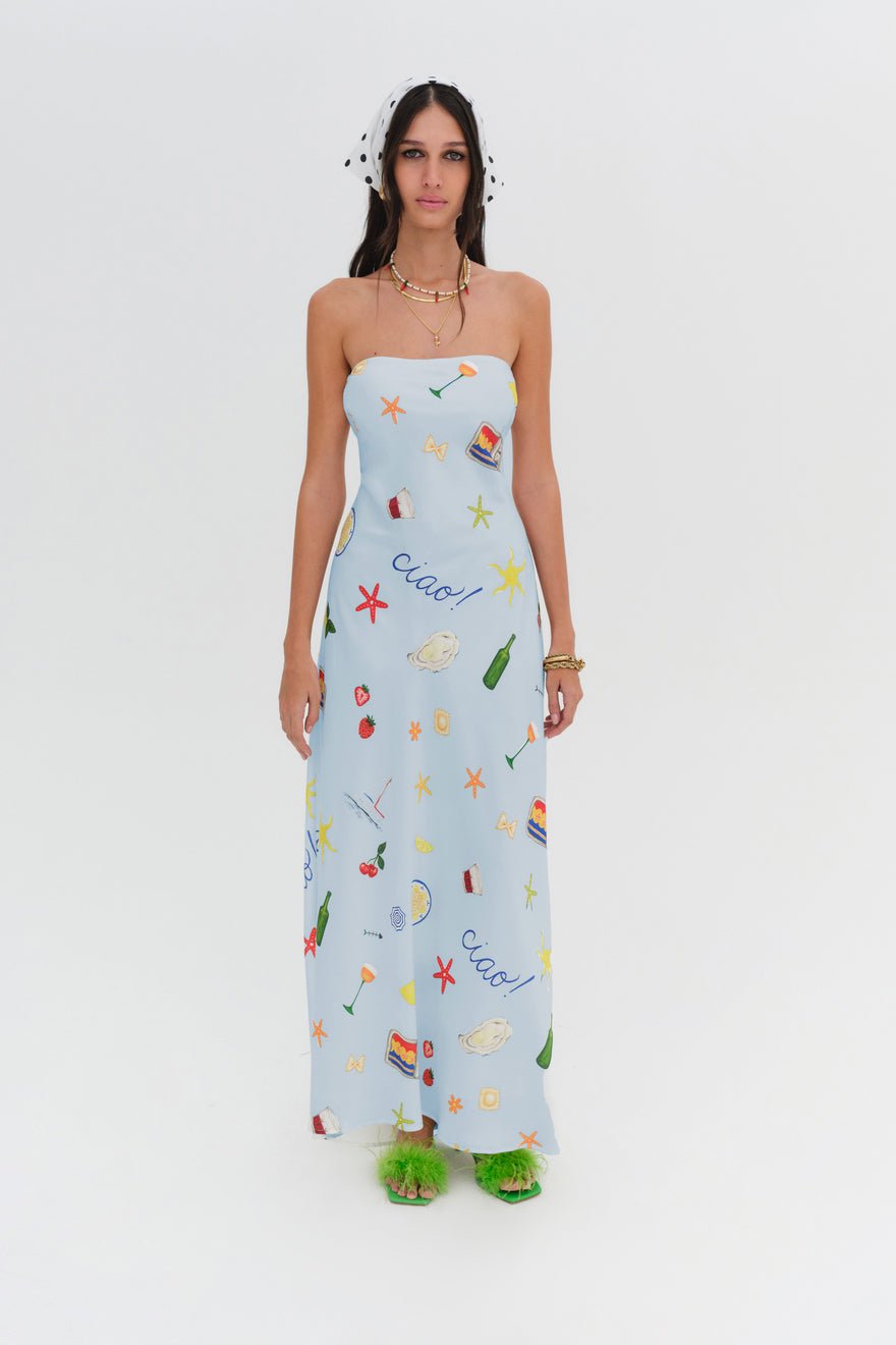 For Love and Lemons Carla Strapless Maxi Dress - Light Blue photo 2