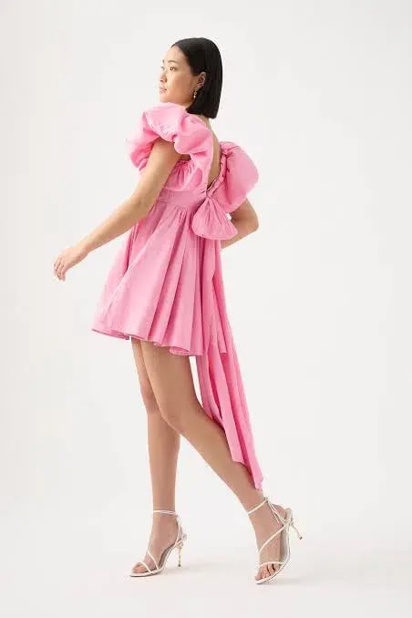 Aje Gretta Bow Back Mini Dress Ballet Pink Size AU 8 photo 2