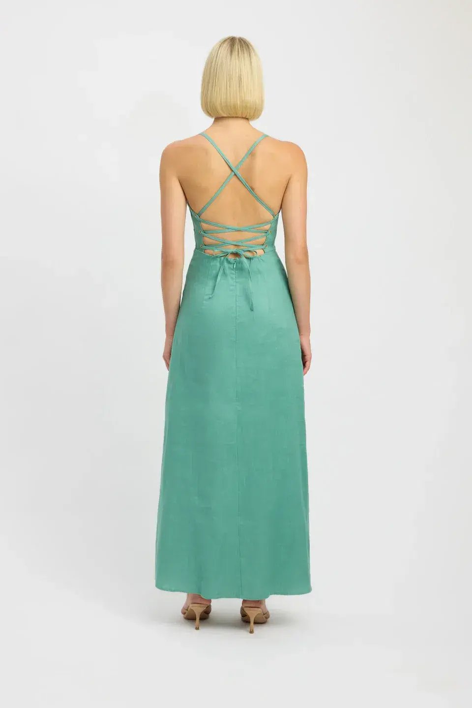 Kookai Palm Cross Back Dress Maxi Four Leaf Clover Green Size 6 photo 2