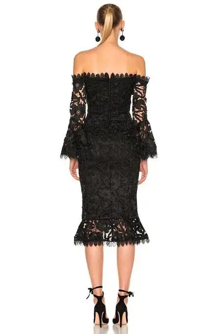 Nicholas Botanical Lace Cocktail Dress Black Size 6 photo 2