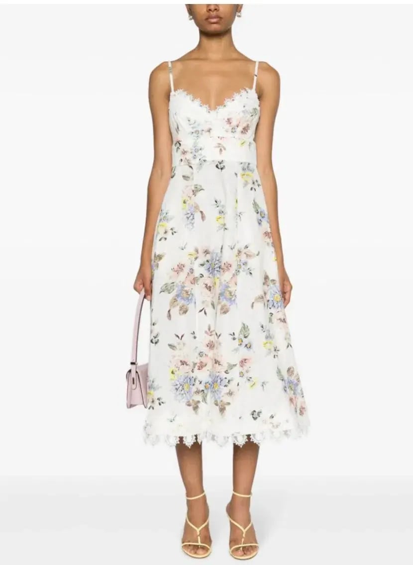 Zimmermann Appliqué Picnic Dress Blue Floral Size 1/Au 10 photo 2