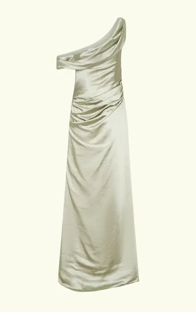 Meshki Dalia Off Shoulder Satin Maxi Dress Maxi Sage Size 8/S photo 5