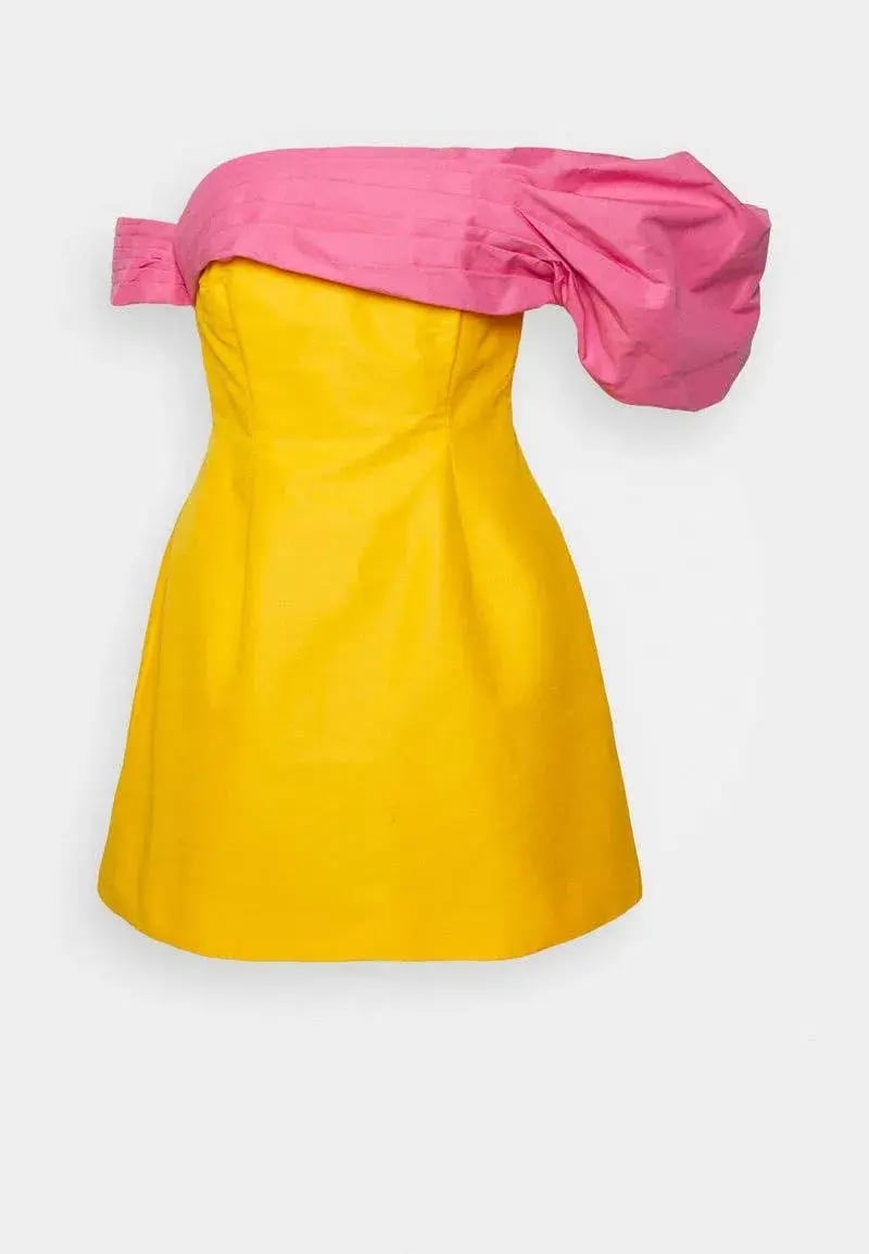 Rachel Gilbert Manuela Mini Dress Saffron/Pink Size 4 / AU 14 photo 4