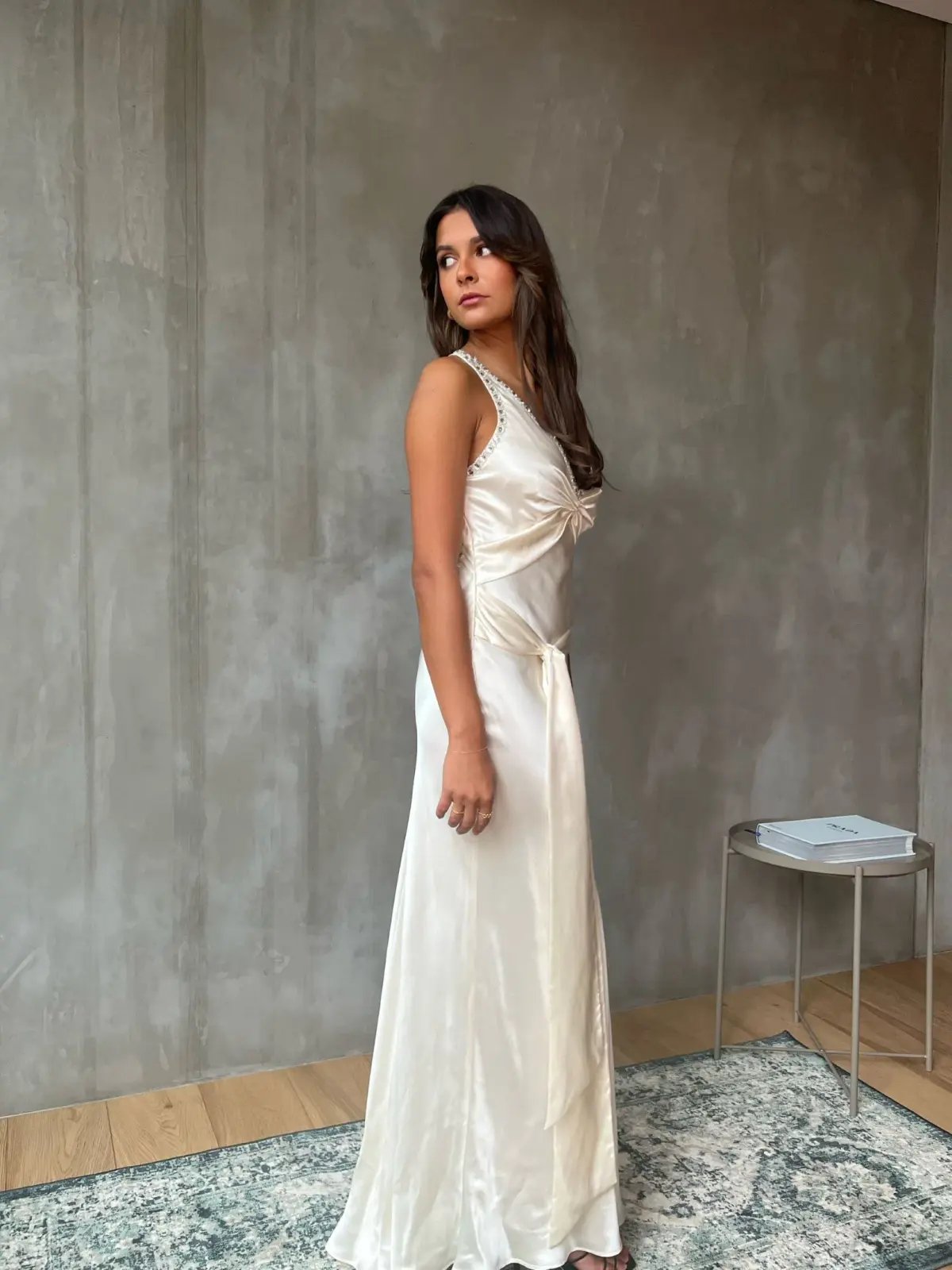Ruth Tarvydas Open Back Vintage Maxi Dress White Size 8 photo 3