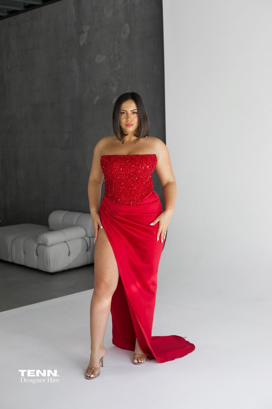 Lia Stublla Diour Embellished Gown - Cherry photo 3