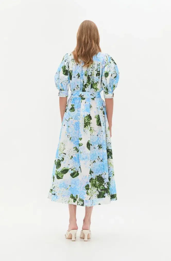 Aje Manifest Midi Dress Blue Print Size 10 photo 3