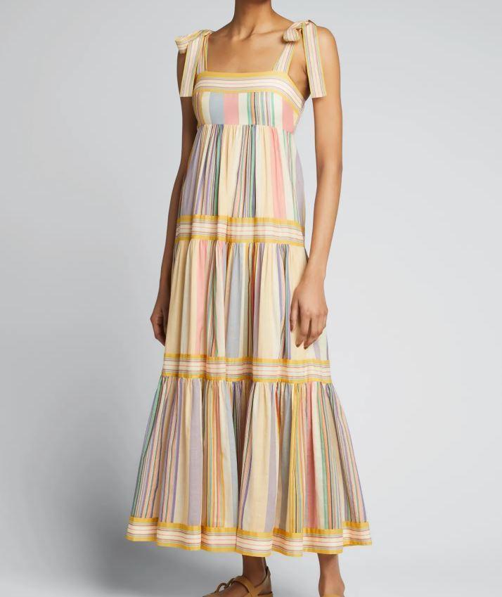 Zimmermann Mae Tie Shoulder Dress Multi Stripe Size 0 / AU 8 photo 3