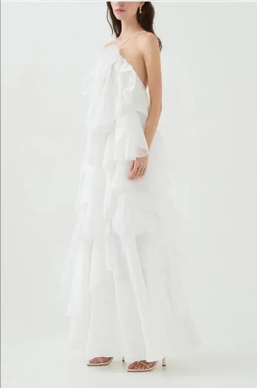 Aje Pandorea Layered Maxi Dress Ivory White Size AU 16 photo 4