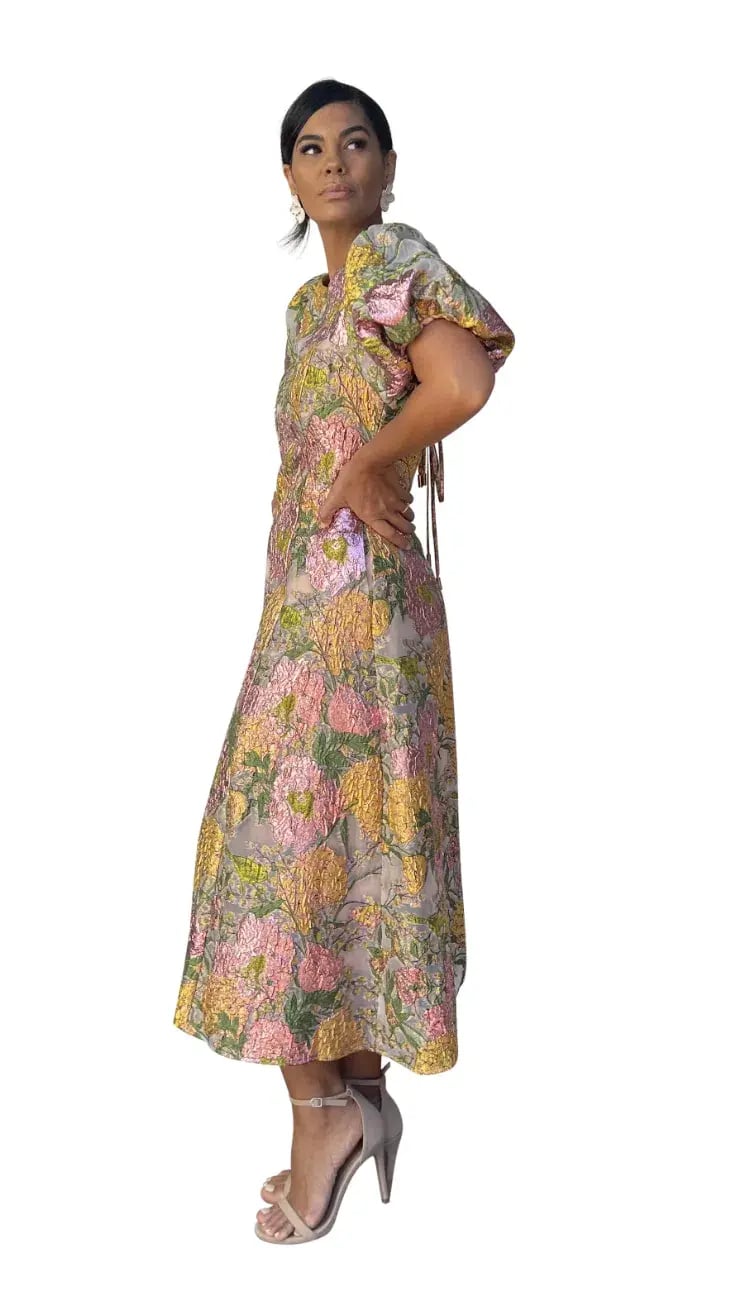 Elliatt Darlene Midi Dress Metallic Floral Size L / AU 12 photo 8