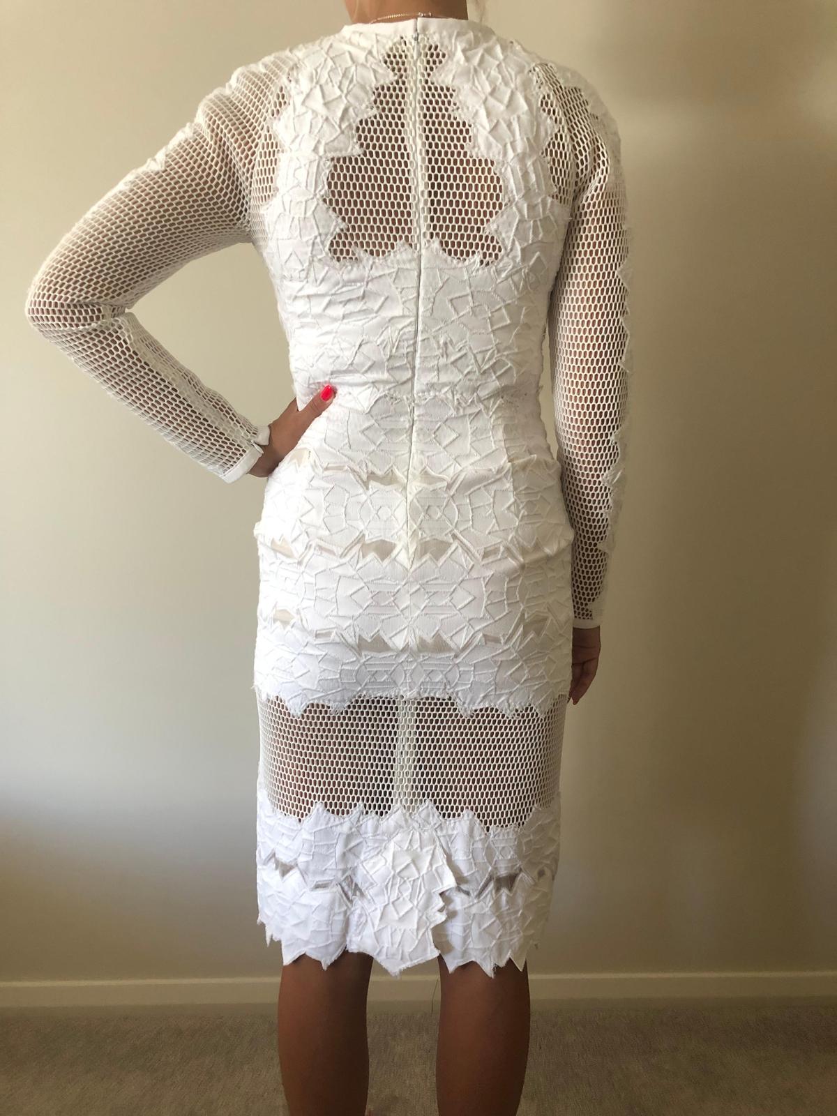 Jonathan Simkhai Burnout Brocade Long Sleeve Dress White Size 8 photo 5