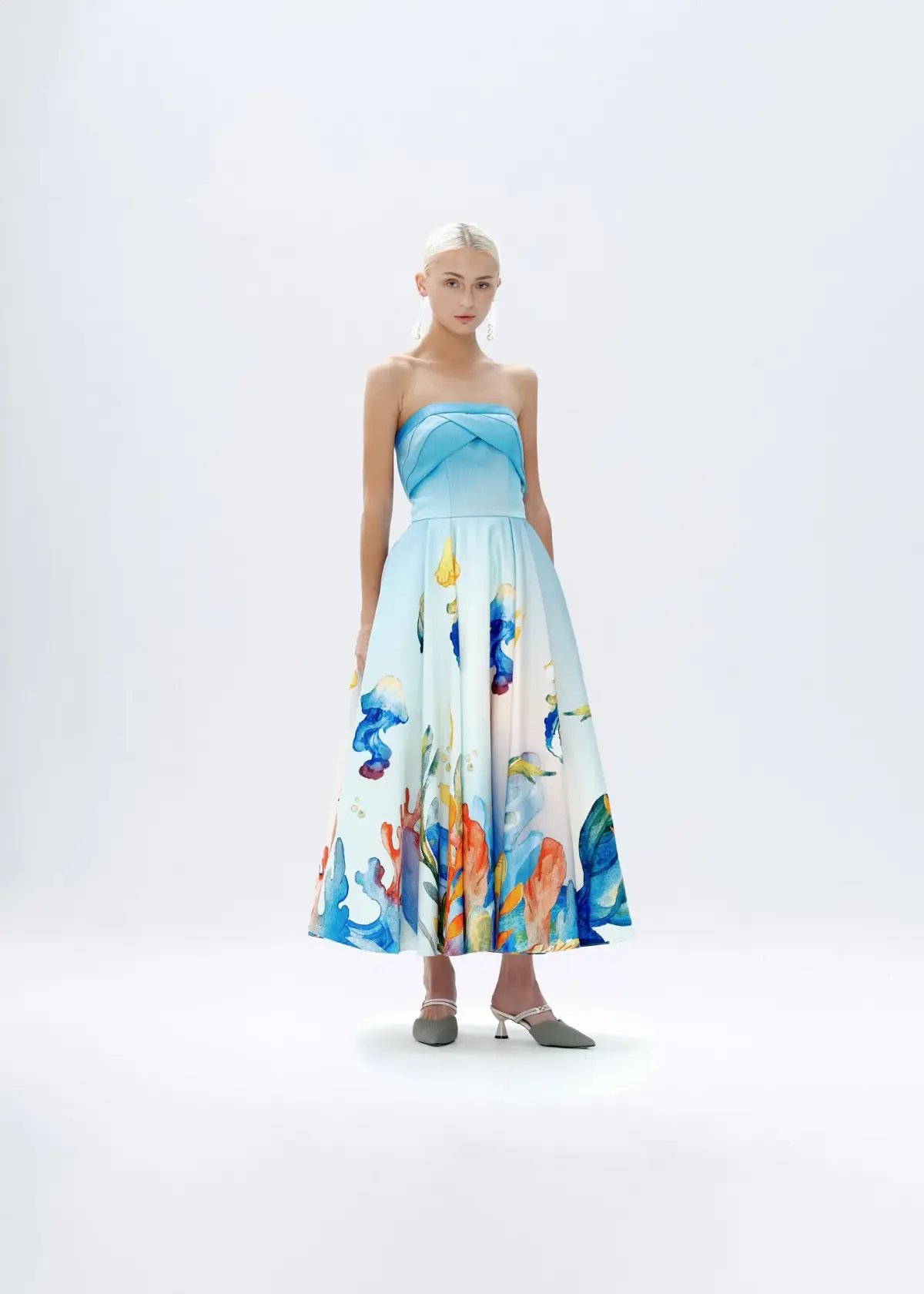 Justin Tong Aquarelle Midi Dress Multi Size 14 photo 5