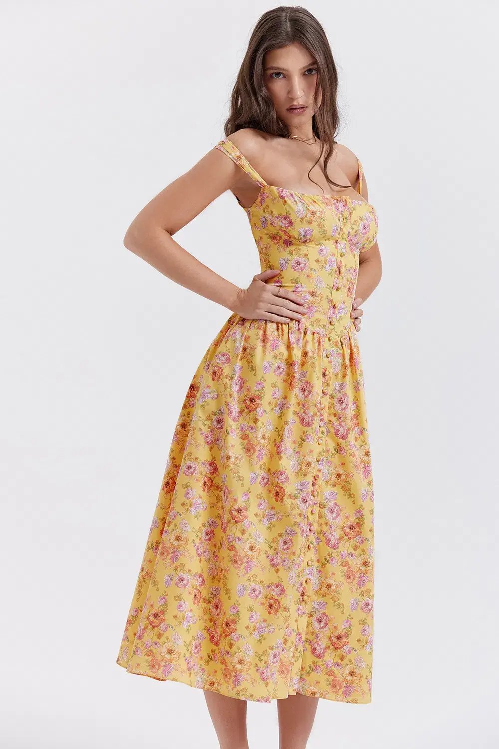 House of CB Tatiana Midi Dress Butter Floral Size S / AU 8 photo 2