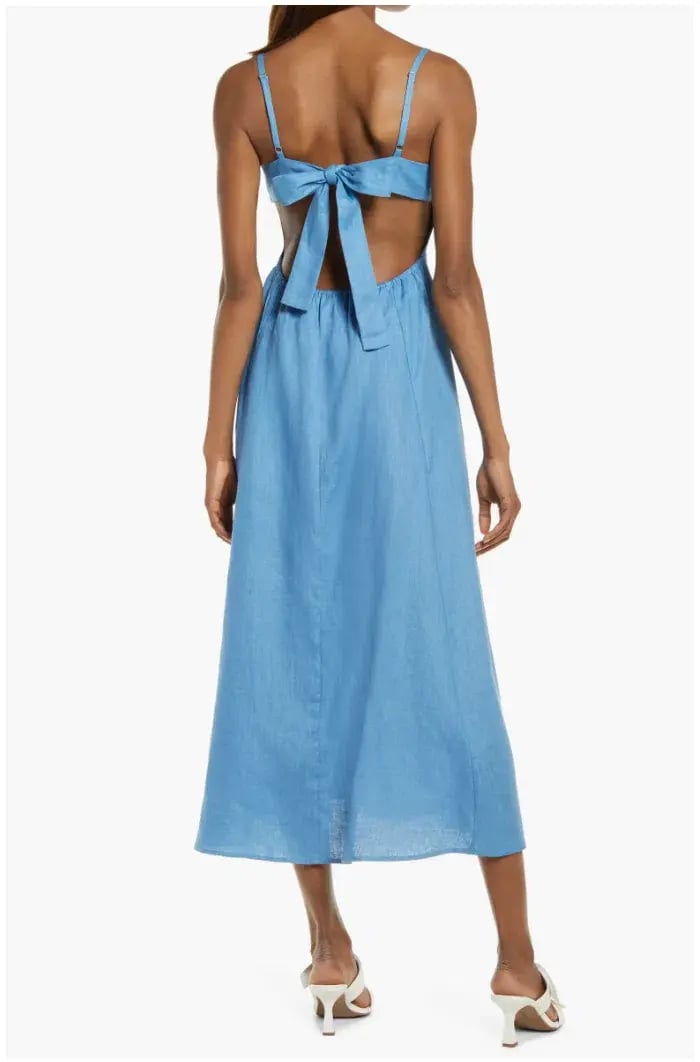 Reformation Starfruit Linen Midi Dress in Parisian Blue Size 8 photo 2