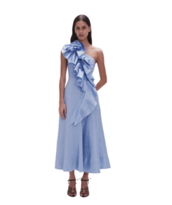 Aje Adelia Ruffle Midi Dress - Sky Blue photo 8
