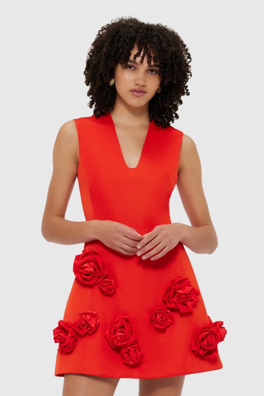 Leo Lin Briana V Neck Mini Dress - Scarlet photo 3