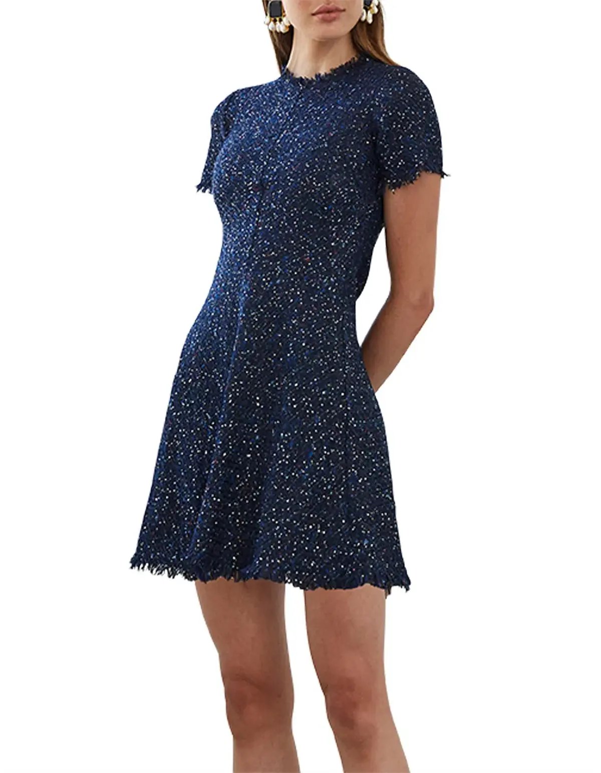 By Johnny Midnight Tweed Tee Mini Dress Navy Size 10 photo 2