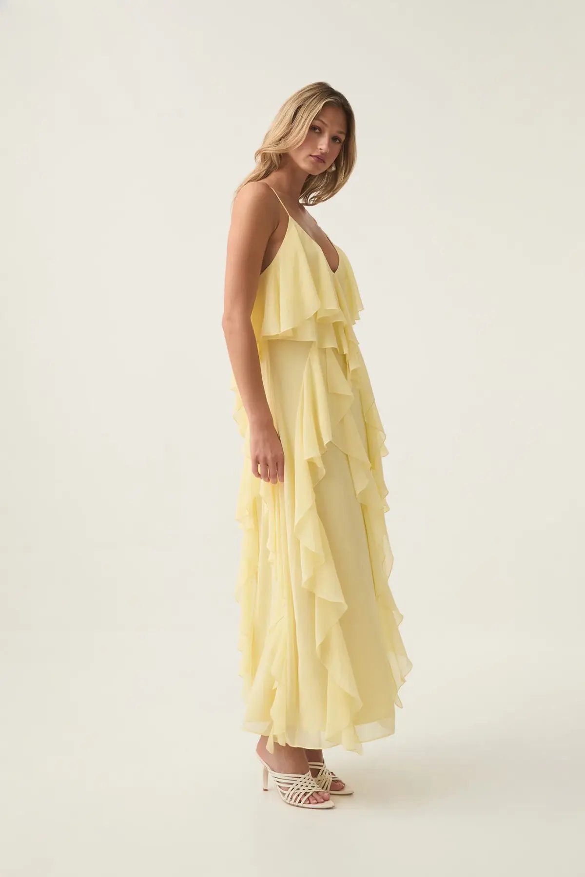Aje Valentine Frill Maxi Dress in Acacia Yellow Size 8 photo 2