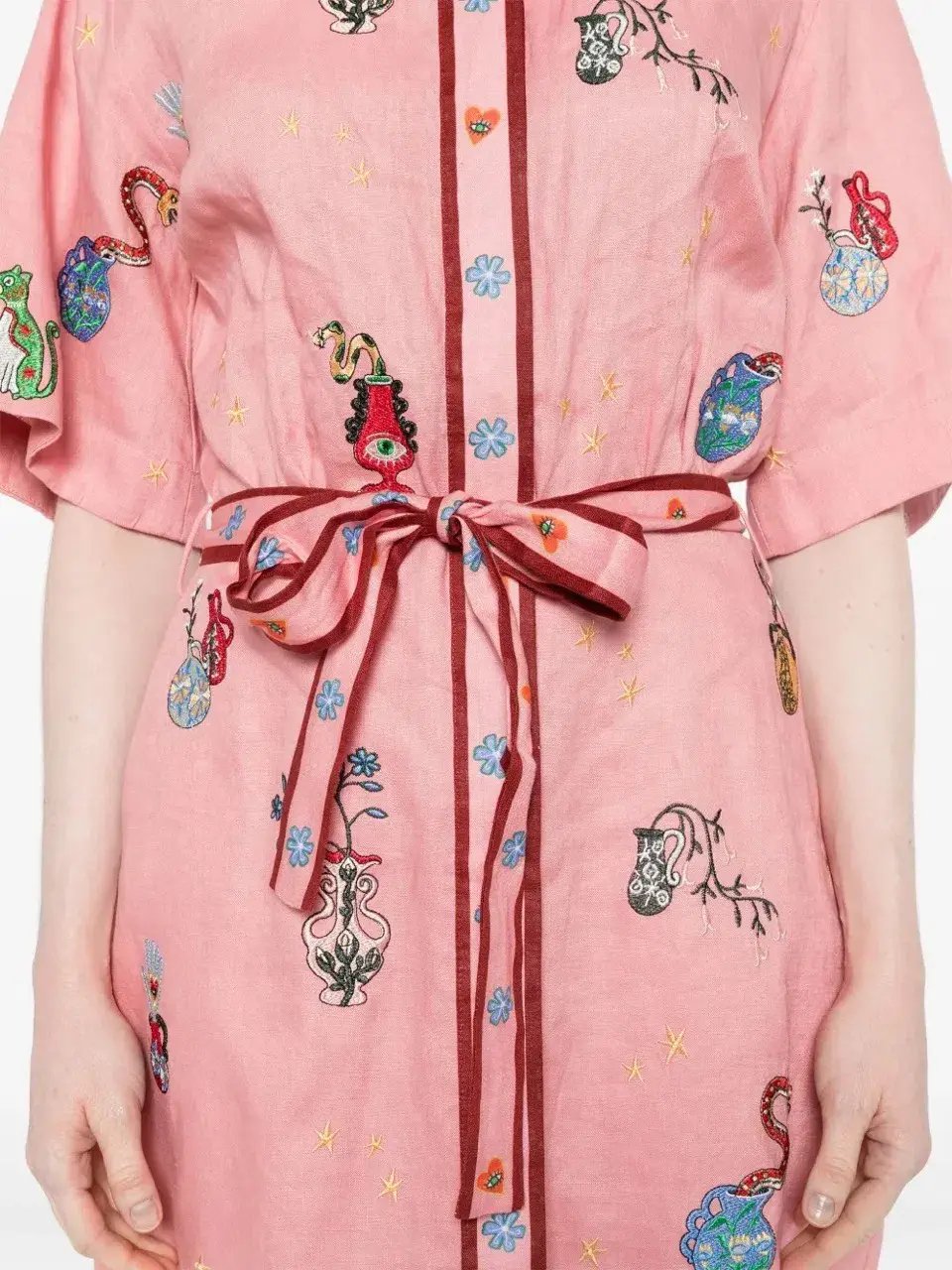 ALEMAIS Timmy  Embroidered Mini Dress Pink Size 10 AU photo 10