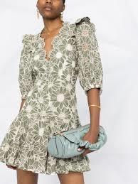 SANDRO embroidered floral green mini dress photo 3