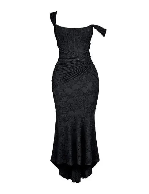 House of CB Cesca Corset Ruched Maxi Dress Black Size XS / AU 6 photo 5