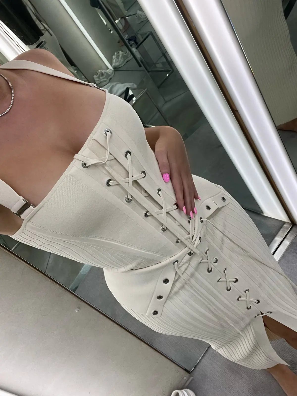 Dion Lee Lace Up Eyelet Skirt and Top Set Beige Size 6 photo 7