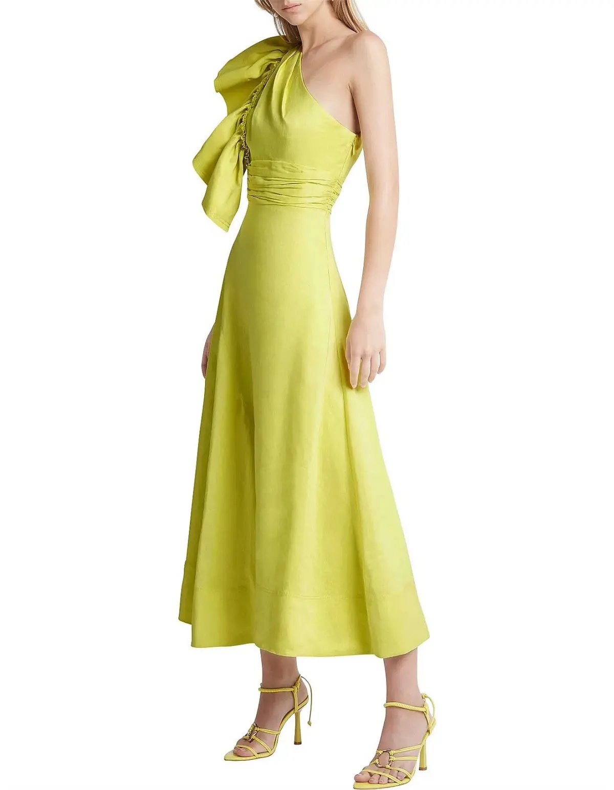 Aje Bonjour Asymmetric Midi Dress Lime Green Size 10 photo 2
