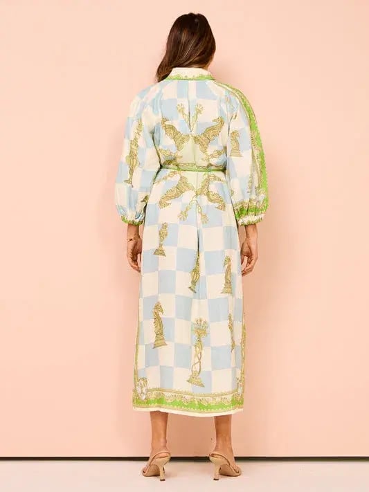 Alemais Checkmate Linen Shirtdress Multi Size 12 photo 3