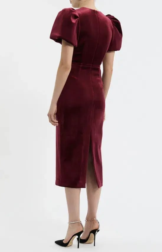 Rebecca Vallance Edwiena Puff Sleeve Bow Midi Dress Size 10 photo 2