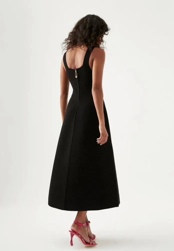 Aje Marisole Knit Midi Dress Black Size AU 10 photo 3