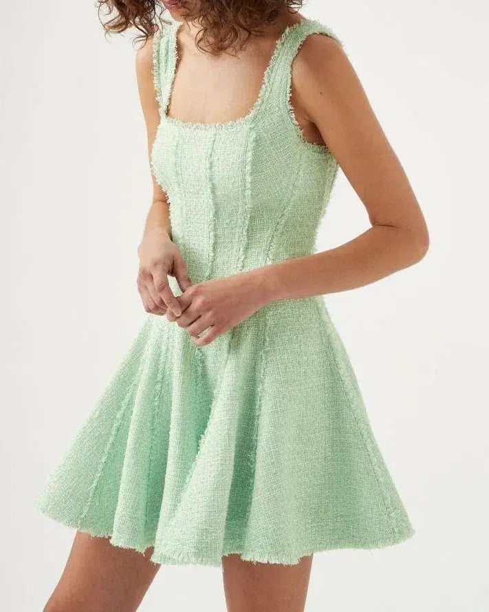 Aje Anais Boucle Mini Dress Mint Green Size 10 photo 2