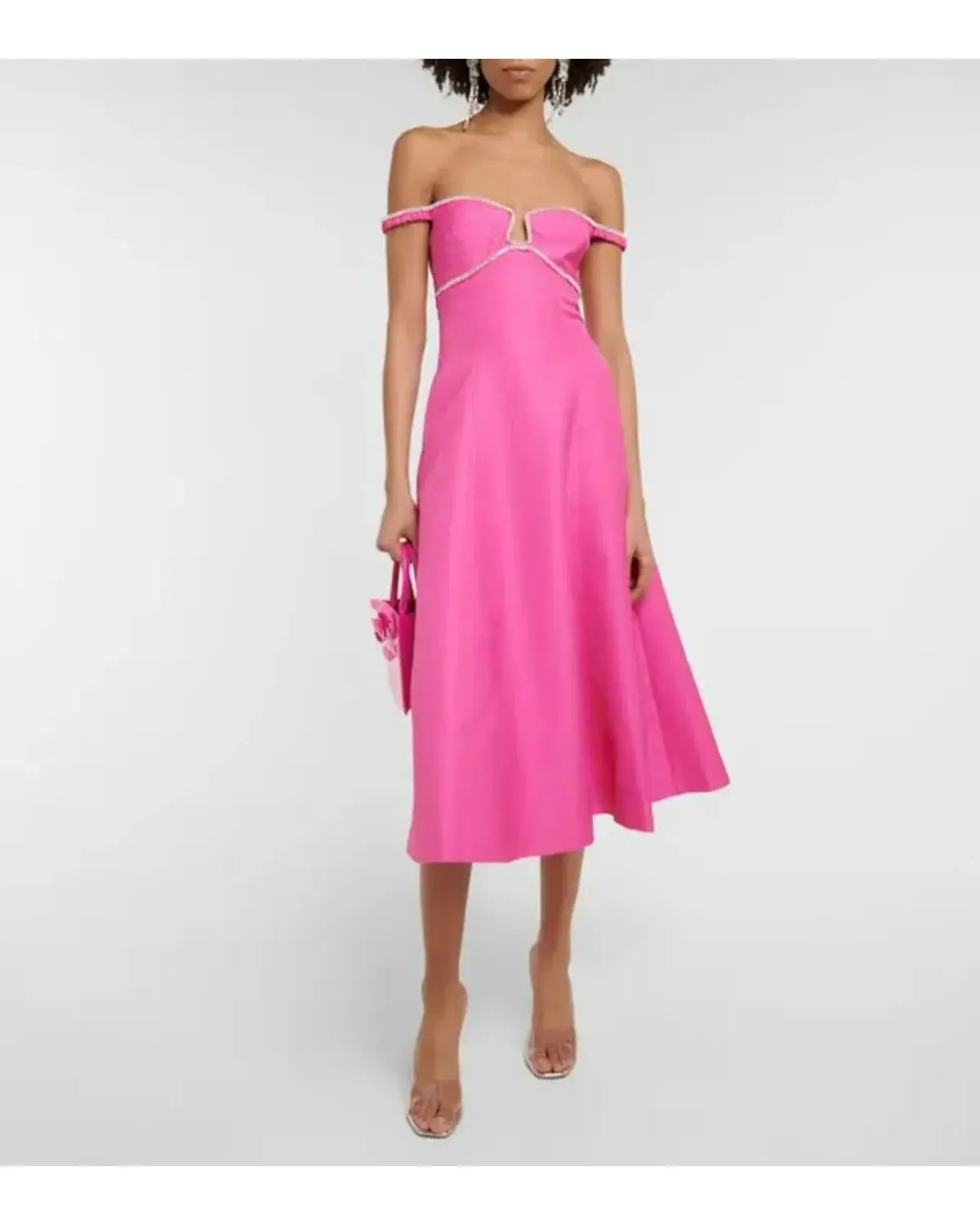 Self Portrait Embellished A-Line Midi Dress Pink Size AU 14 photo 2