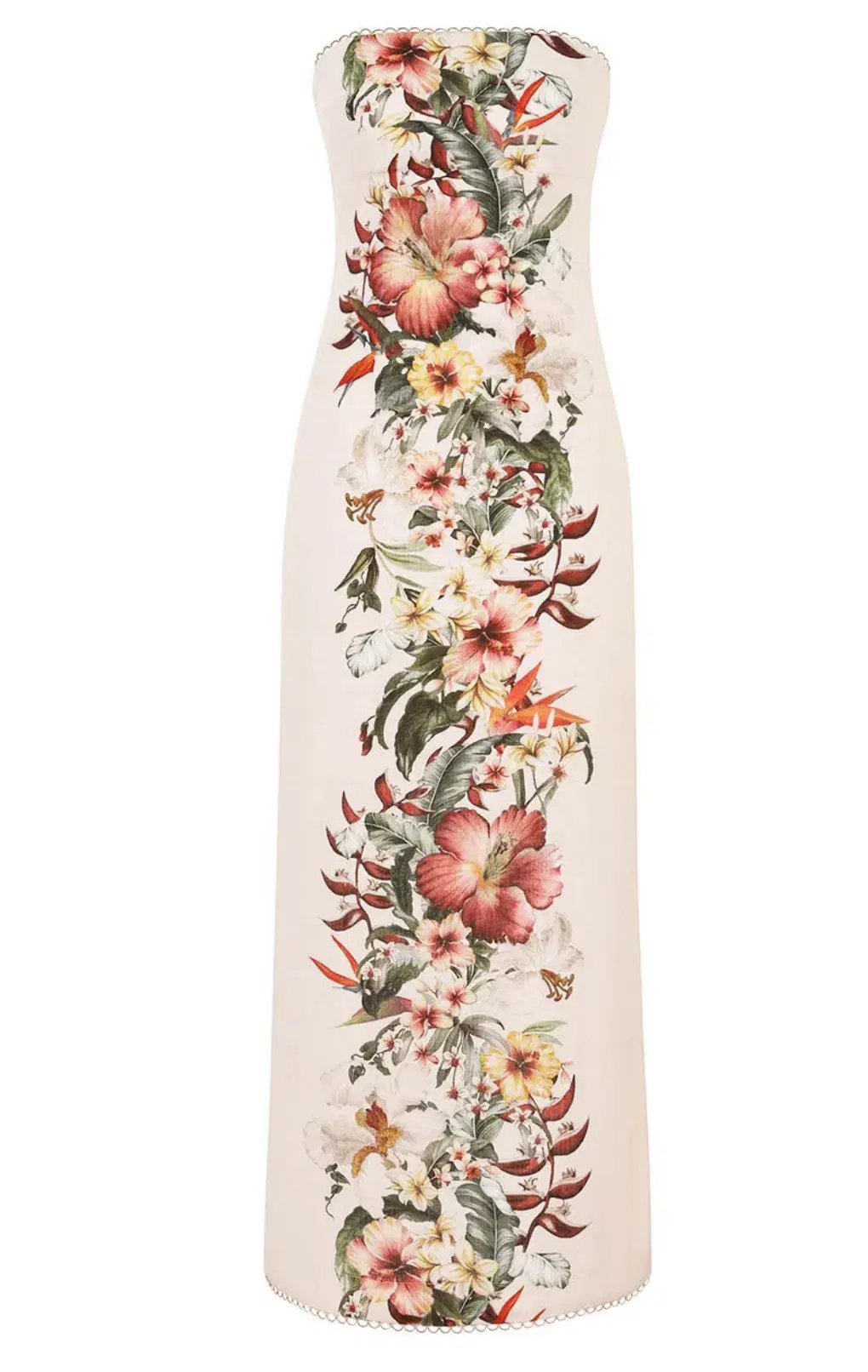 Zimmermann Lexi Column Midi Dress Ivory Palm Floral Size 2 / AU 12 photo 4