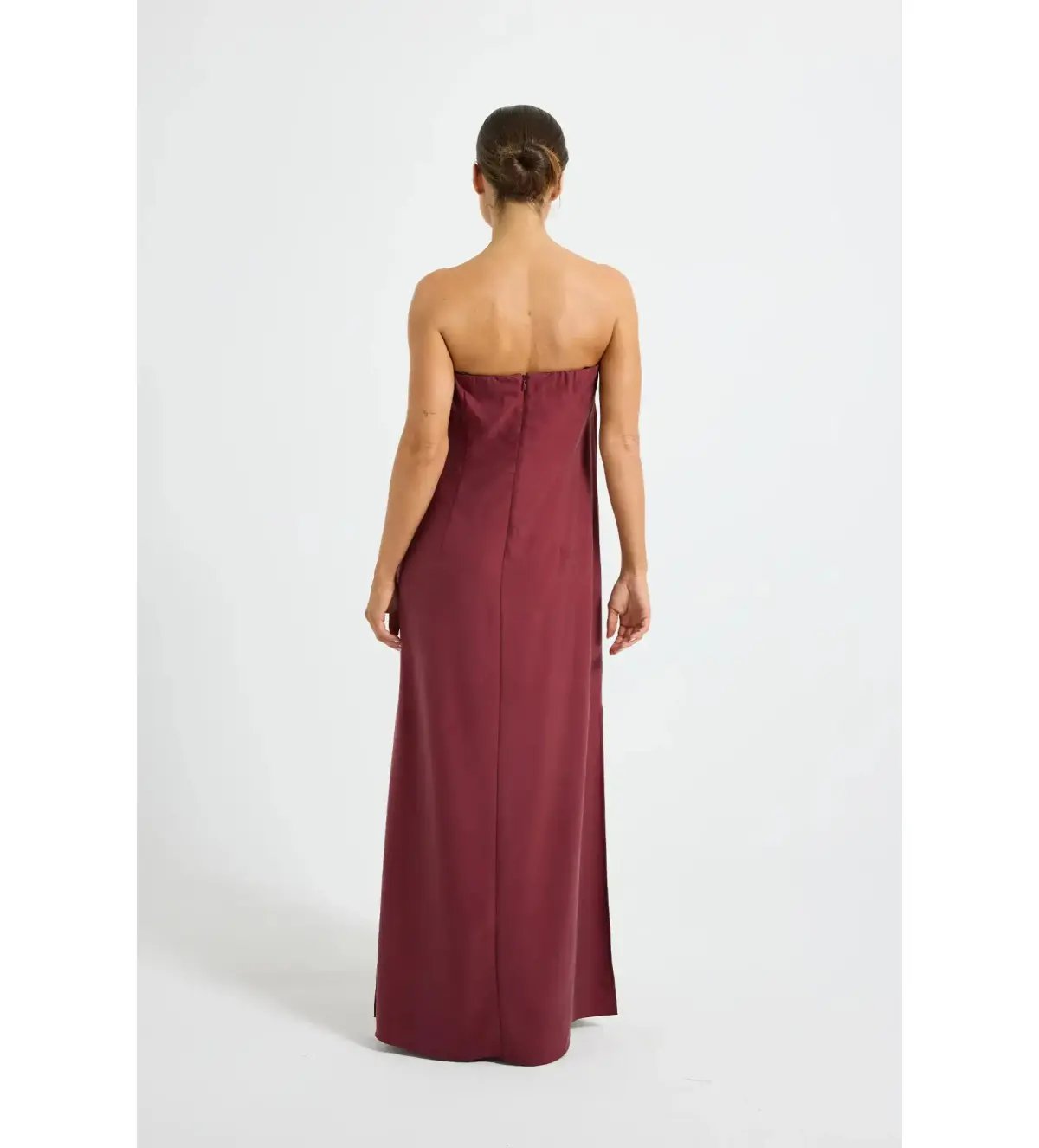 Pasduchas Romance Strapless Maxi Dress Burgundy Floral Size 12 photo 3