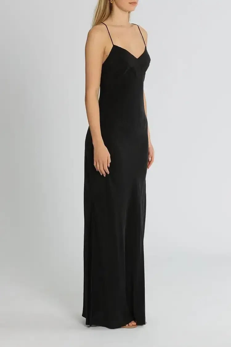 St Agni Bias Cut Silk Dress in Black Size 6 photo 3