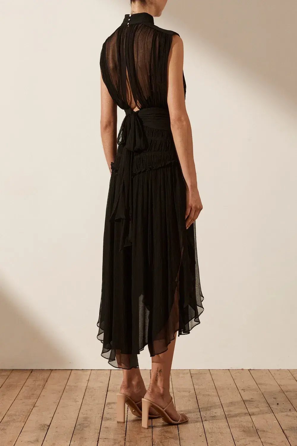 Shona Joy Safira Sleeveless Open Back Midi Dress Black Size 8 photo 2