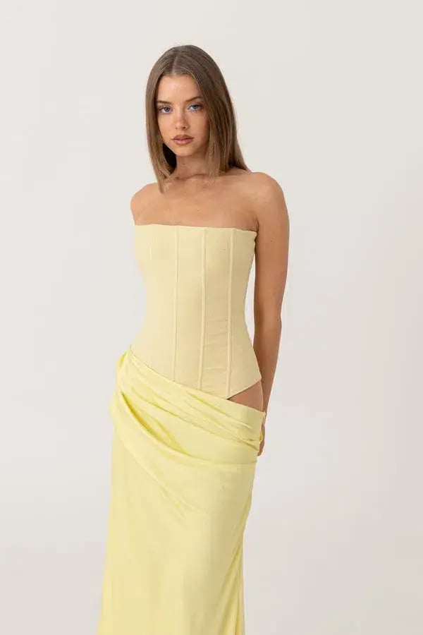 HNTR The Label Huxley Maxi Gown Lemon Size 6 photo 4