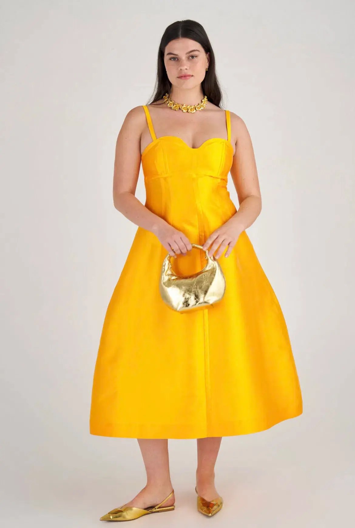 Oroton Sculptured Bodice Dress Marigold Size 10 photo 4