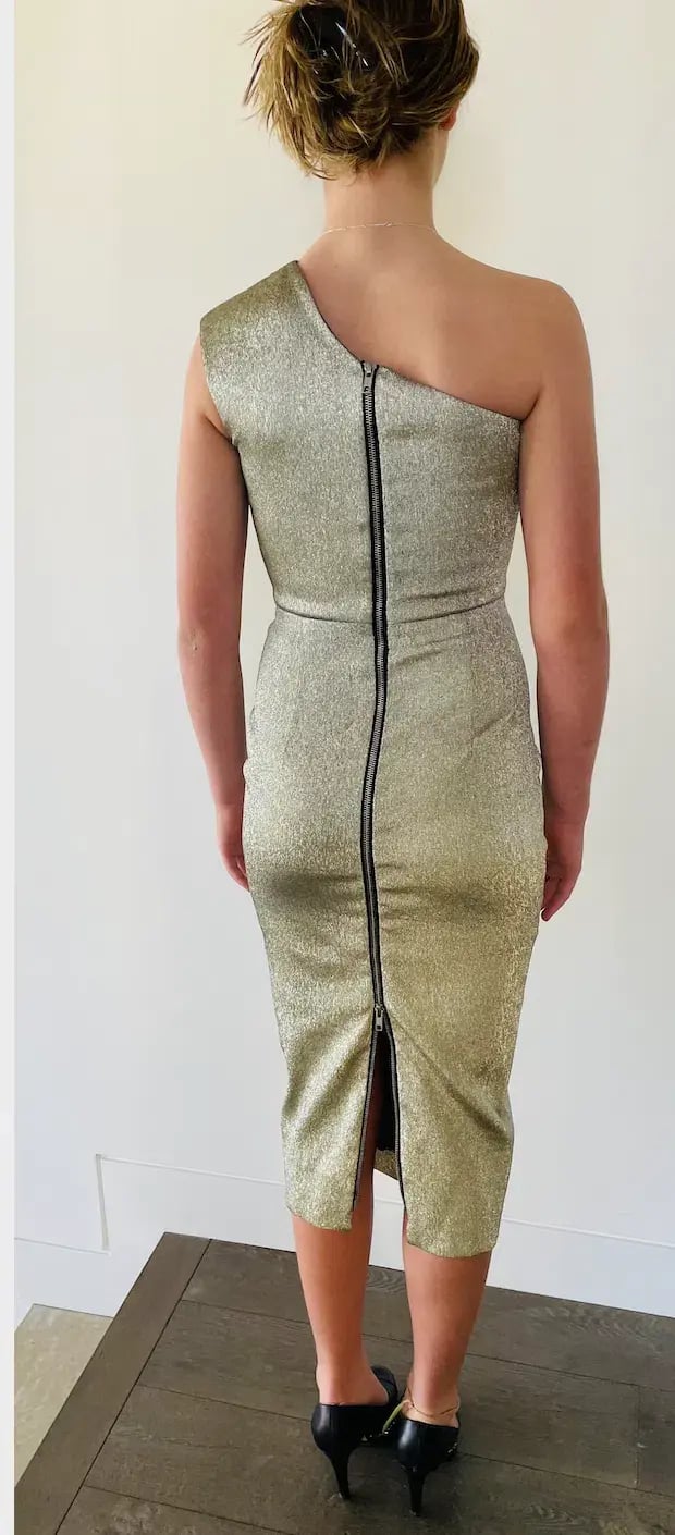 Alex Perry One Shoulder Dress Gold Size 6 photo 2