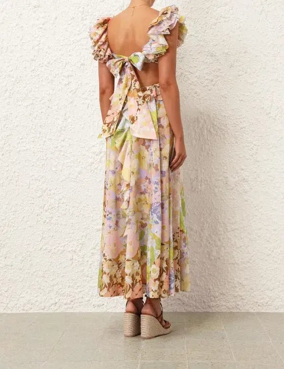 Zimmermann Pop Ruffle Floral Midi Dress Size 2 / AU 12 photo 2