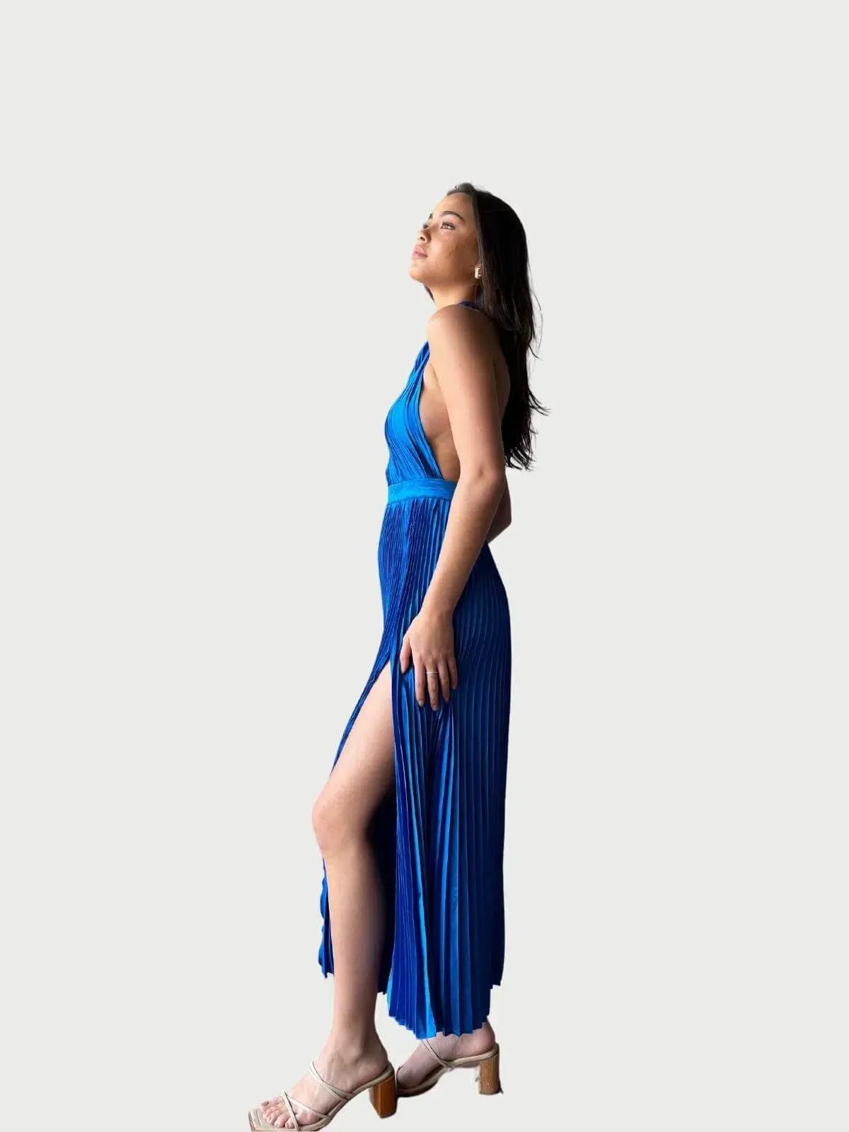 L'Idee Renaissance Split Gown in Moroccan Blue Size 12 / L photo 2