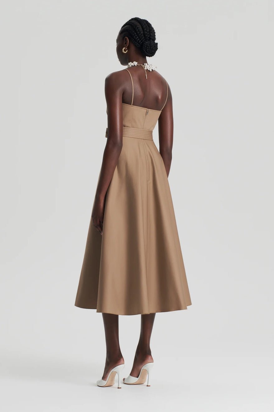 Scanlan Theodore Sateen Resin Trim Dress - Dark Camel photo 4