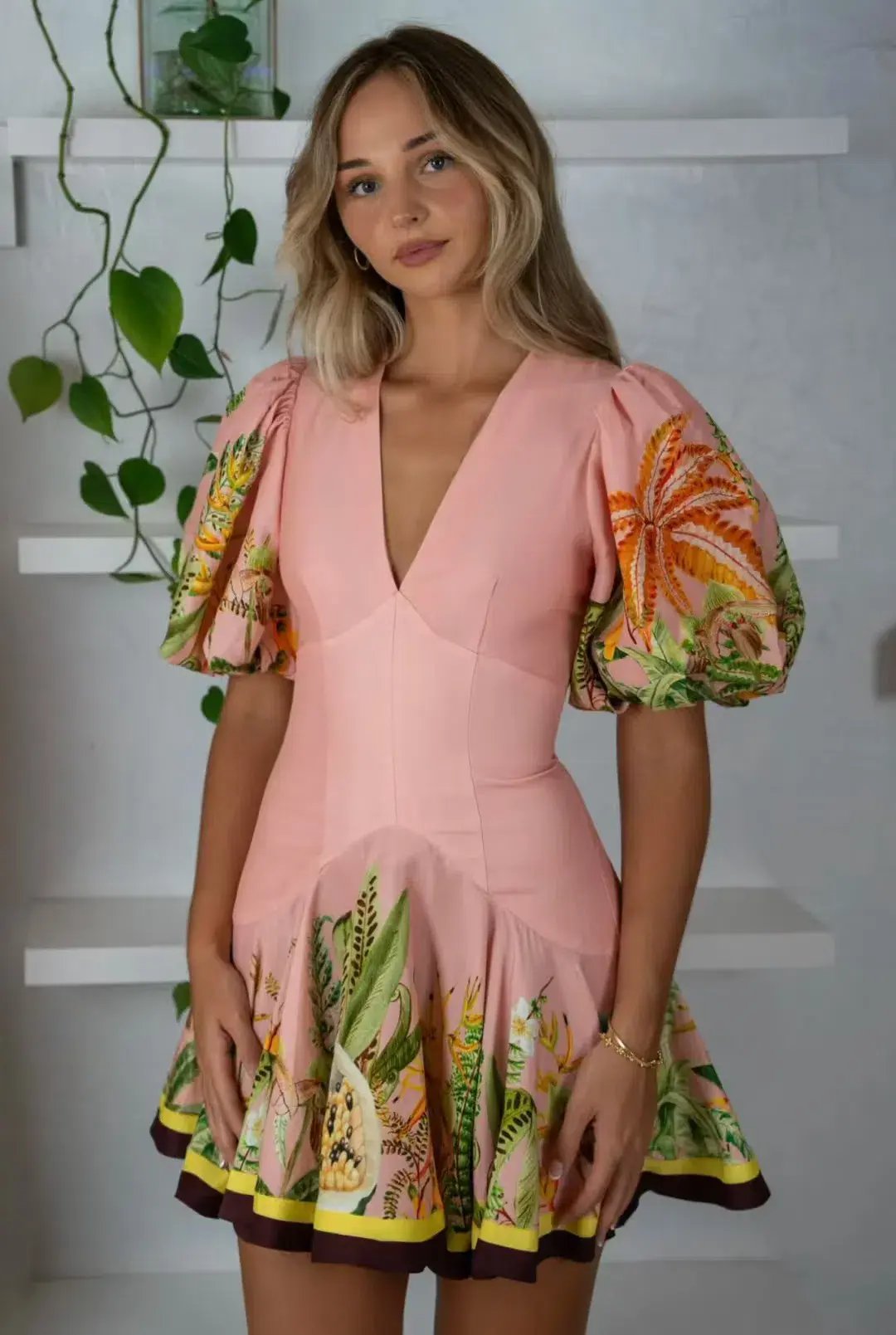 Alemais Papaya Mini Dress Pink Print Size 10 photo 2