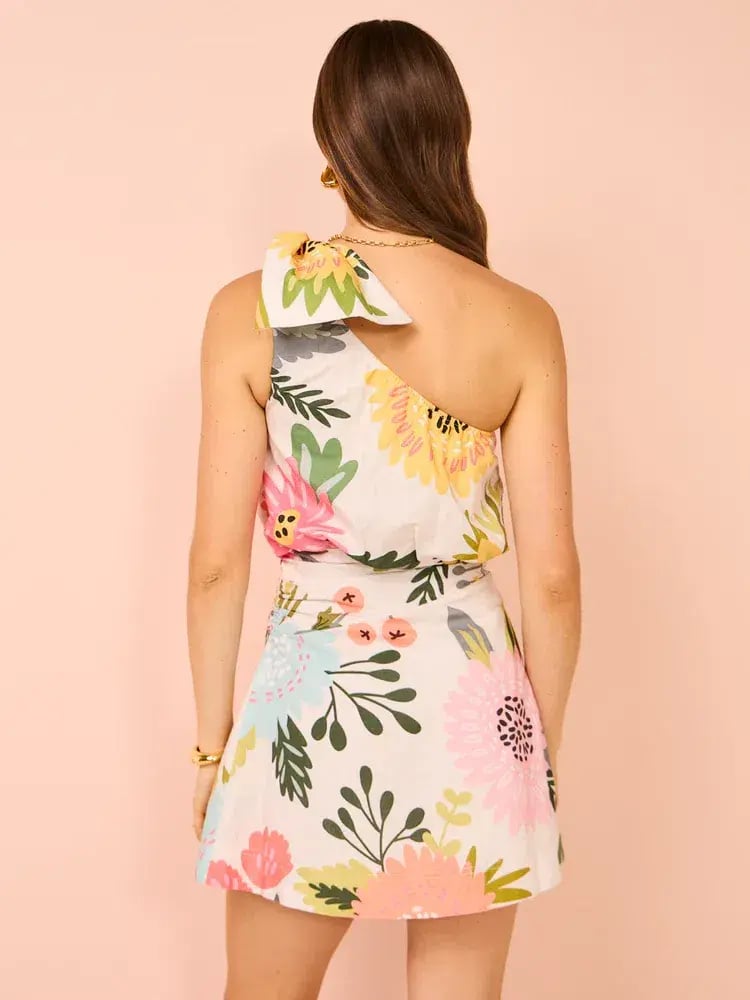 By Nicola Amelie One Shoulder Mini Dress In Potpourri Size 10 photo 7