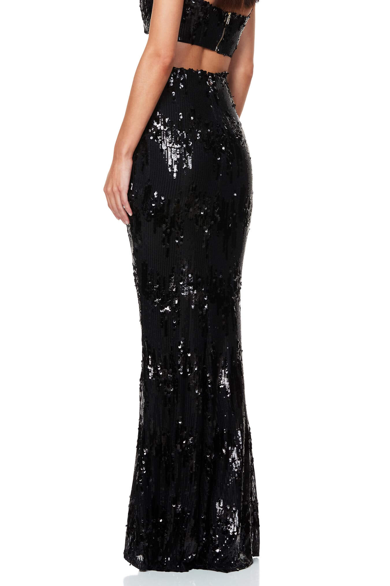 Black Cascade Sequin Skirt and Crop Top by Nookie photo 2