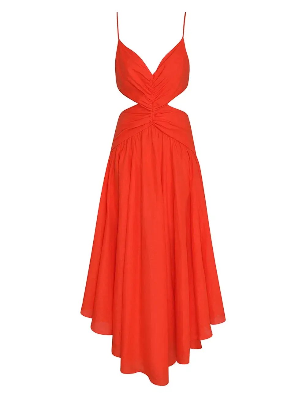 Zimmerman Raie Plunge Cut Out Midi Dress in Tangerine Size 8 photo 4