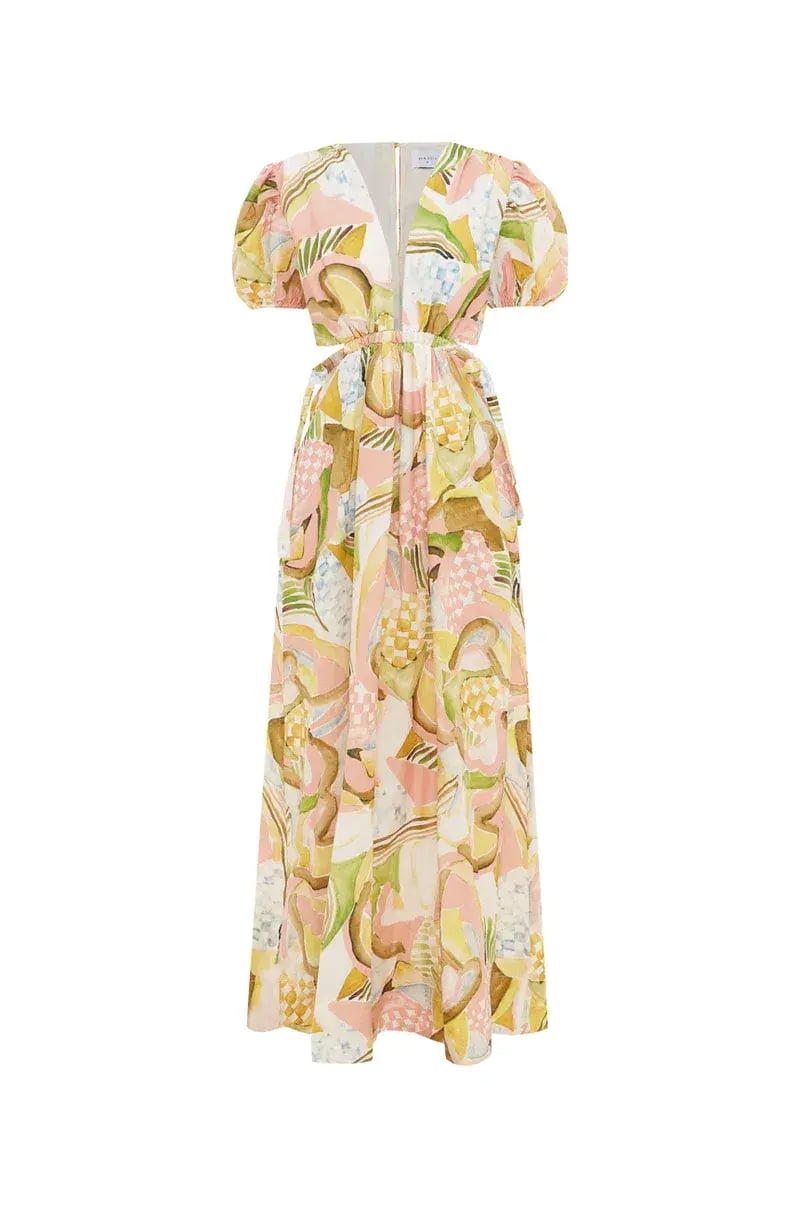 By Nicola Ahoy Plunge Neckline Maxi Dress in Swirl Check Size 10 photo 6