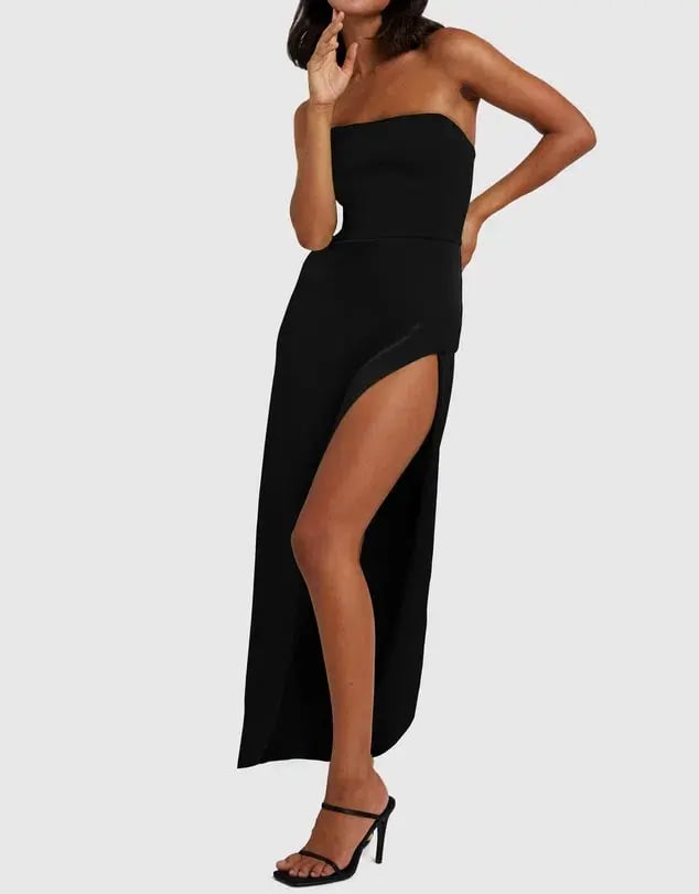 By Johnny The Lotus Strapless Dress Black Size 6 photo 3