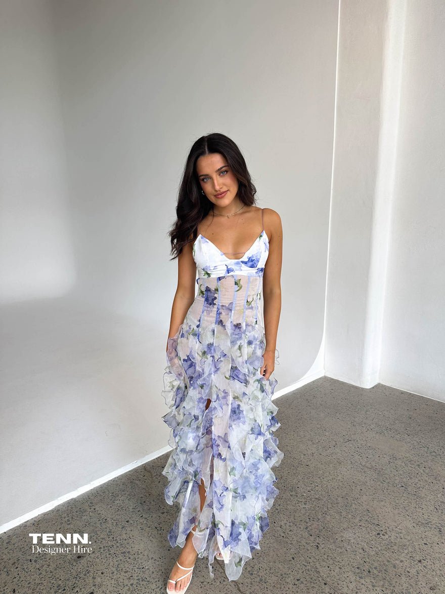 Menti Iris Flower Maxi Dress - Blue photo 5